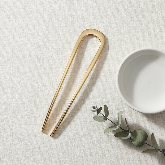  Snug Strands French U-Pin in gold – front view